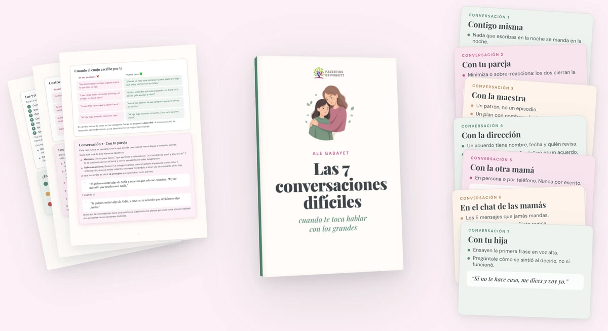 La guía «Las 7 conversaciones difíciles» y sus siete fichas, una por conversación
